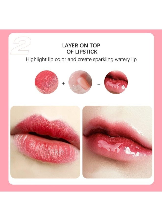 ChicAbode 3 Pcs Plumping Lip Oil, Hydrating Gloss Tinted Balm, Care Transparent Toot Long Lasting Nourishing Glow Non-sticky Big Brush Glitter Shine Primer Tint, 001Pink + 012Rosewood + 003Raspberry - Image 5